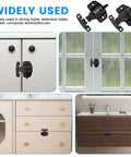Sturdy Spring Table Locks Pair Designed Tight For Snappy Folding, Heavy Duty Zinc Alloy Drop Leaf Buckle Connectors For Expandable Dining Tables, No Fuss Rust Proof Furniture Hardware Installation Kit on various furniture styles.