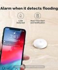 3 Pack Water Leak Sensor Kit With Zigbee Connectivity For Smart Home Alarm Systems, Smart Water Detector For Leak Alerts, Requires Hub Not Compatible With Other Brand Hubs, 2.4GHz WiFi Required. White leak sensor alerts phone