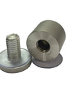 Gritty Matte Sandblasted Stainless Steel Standoffs 25Mm With Hex Nuts Bolts For Glass Plexiglass Display Mounting Hardware, close-up of standoff components.