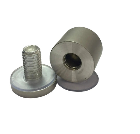 Gritty Matte Sandblasted Stainless Steel Standoffs 25Mm With Hex Nuts Bolts For Glass Plexiglass Display Mounting Hardware, close-up of standoff components.