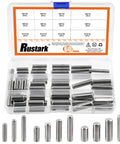 60 Pieces Stainless Steel Dowel Pin Kit With 12 Sizes M6 M8 M10 304 Grade Pins in plastic organizer box front view