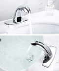 Touchless Sensor Bathroom Sink Faucet With Hole Cover Plate, Brass Automatic Tap, Temperature Mixer, chrome nickel finish.