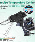 60W Auto Feed Soldering Iron Gun Kit With Adjustable Temperature LCD Display showing 180-500°C, wire feed visible