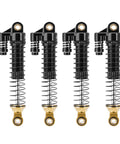 Set of four Beefed Up Brass And Aluminum 59mm Long Threaded Oil Shocks for TRX4M RC cars, CNC machined for off-road use.