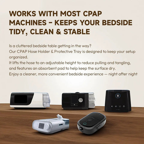 Must Have Bedside CPAP Hose Organizer With Absorbent Mat And Night Light Retractable Hook for organized bedside setup