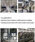 360 Degree Fume Extractor With Flow Control Valve in industrial setting, flexible hoses positioned, black, for workshop safety.