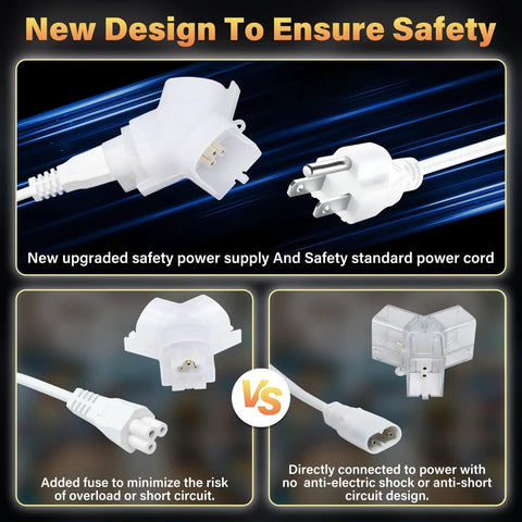 Hexagon LED Garage Light With Upgraded Wider Light Tube Mega Bright 24000 Lumens 5000K Daylight 200W power cord safety design
