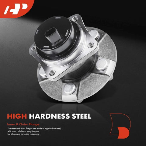 Rear Wheel Bearing And Hub Assembly With ABS For Toyota Corolla 2003 2008 Matrix 2003 2008 Prius 2004 2009 And Pontiac Vibe 2003 2008 Five Lug FWD Only, close-up showing high hardness steel construction