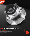 Close-up of Two Pack Rear Wheel Bearing And Hub Assembly With ABS And Five Lug Compatible With Toyota Corolla Matrix Prius And Pontiac Vibe From 2003 To 2008 FWD Only Easy Install, showing high hardness steel flange.