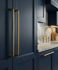 Antique Brass Cabinet Pulls 18 Inch Heavy Duty Zinc Alloy Handles For Large Wardrobe And Vintage Drawer Hardware For Farmhouse Kitchen And Pantry Doors 6 Pack on blue cabinet