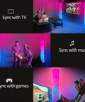 61 Inch Smart Floor Lamp With RGB Color Changing Light Voice Control For Alexa And Google Home 2 4GHz WiFi in entertainment setting