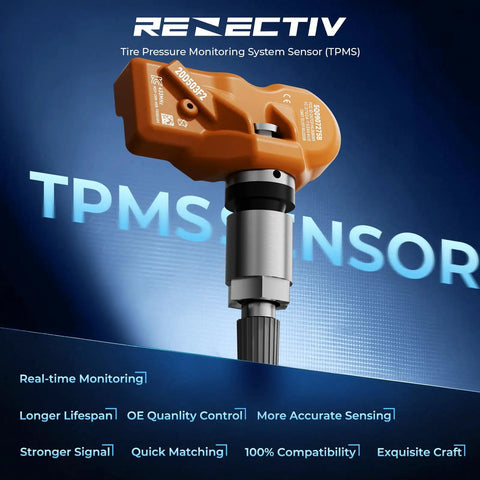 Four Pack 433MHz Tire Pressure Monitoring Sensor Kit for BMW Cars, Direct Fit OE Replacement TPMS Sensors, Durable Build, Easy Install, Perfect for Mini Cooper and Rolls Royce, Keeps You Rolling Smoothly orange TPMS sensor