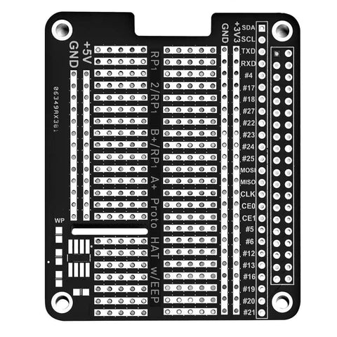 Prototype Breakout DIY Breadboard Shield Kit For Raspberry Pi 4 3 2 B Plus A Plus Black with 0.1 inch prototyping hole grid