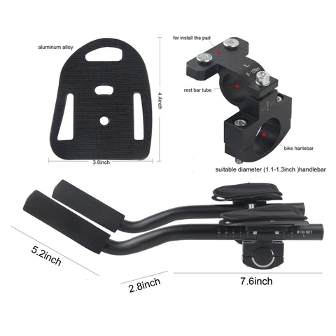 Clip On Aero Bar For Road And Mountain Bikes Aluminum Alloy TT Handlebar Armrest With Grip Friendly Grips dimensions and parts