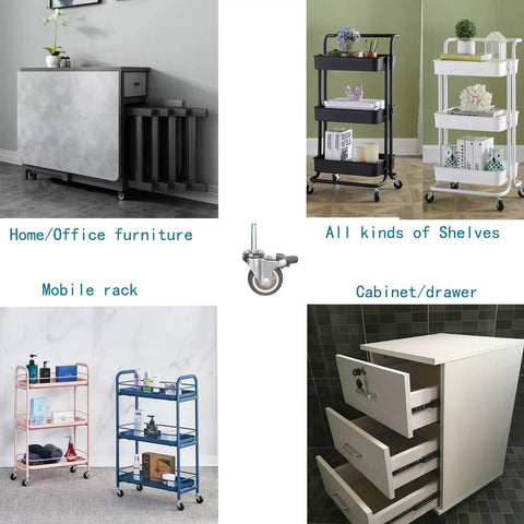 Stem Caster Wheels With 5/16 Inch By 1-1/2 Inch Stem Sockets TPR Swivel Casters for various furniture and storage units