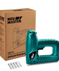 2 In 1 Electric Staple Gun And Brad Nailer For Light Duty Upholstery And DIY Home Projects with packaging and included staples.