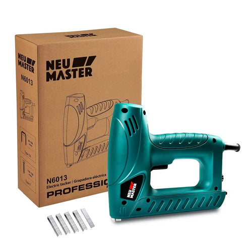 2 In 1 Electric Staple Gun And Brad Nailer For Light Duty Upholstery And DIY Home Projects with packaging and included staples.