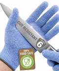 Ambidextrous ANSI A6 Cut Resistant Gloves For Chefs And Butchers Blue Food Safe Pro Grade Hand Protection For Mandoline Slicing And Oyster Shucking