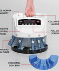Ponnor Automatic Coin Counter Machine Sorter And Wrapper With Fast 300 Coins Per Minute Speed showing large hopper, LCD control panel, and collapsible handle.