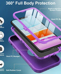 Exploded view of iPhone 11 Case With Built In Screen Protector Beefed Up Heavy Duty Drop Protection Full Body Rugged Shockproof Dust Proof