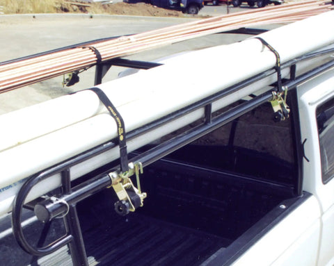 Two Pack Ladder Rack Tie Downs with Round Mounting Brackets Bolt Kit Included 2 Inch Diameter Round Mounts on truck