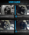 User guide images showing steps to use Beefy Heavy Duty Rear Axle Spindle Nut Socket For Transit 2015 To 2019 150 250 350.