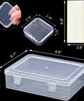 Clear Bead And Small Parts Storage Organizer Case With 30 Mini Compartments, Hinged Lid, And Label Stickers dimensions shown