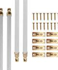 White Swivel Sash Curtain Rods With Brass Ends, Set Of 4 Adjustable 11 To 19 Inches Easy Install Metal Rods and brackets