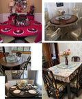 Tempered Glass Turntable with 360 Degree Spin on various dining tables set for meals.