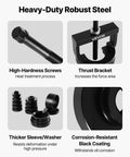 Heavy-duty steel components of Master Wheel Hub And Bearing Remover And Installer Kit showcasing screws, thrust bracket, sleeves, washers