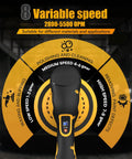 8 speed settings display on Cordless Car Buffer Polisher Kit 6 Inch Brushless Dual Action Orbital Polisher with 5500 RPM