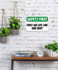 Durable 8x12 Inch Aluminum Safety Sign Life Line And Buoy displayed on white wall in indoor setting