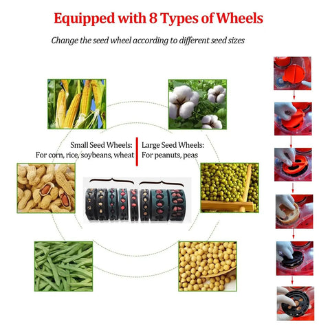 8 seed wheel types for 12 Nozzle Tractor Planter For Corn With 8 Seed Wheels Adjustable Plant Spacing And Depth Tow Behind Seeder