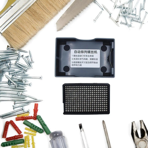 No Sweat Automatic Screw Feeder Tool That Safely Organizes One To Four Millimeter Bolts Quick Using Auto Vibe Sort Motor on a workbench.