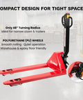 Heavy Duty 4,400 Lb Capacity Electric Pallet Truck With Lithium Ion Battery Walk Behind Pallet Jack For Warehouses Factories And Loading Docks Featuring Electric Brake For Smooth Efficient Operation with compact design and PU wheels.