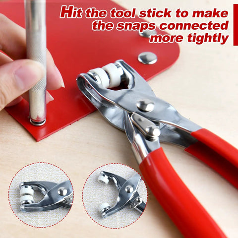 DIY Grommet Eyelet Snap Kit With Pliers And Storage Box 200 Sets 10mm Stainless Steel Fabric Snaps Fasteners in use