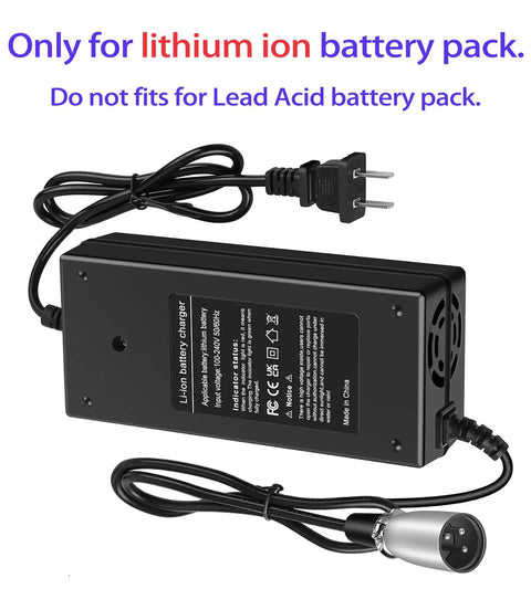 42V 2A 3 Pin XLR Charger For 36V Lithium Ebikes And Electric Scooters with power cord and XLR connector