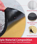 Pro Grade Auto Sound Deadening Mat With 3 Layer Thermal Foil Foam Insulation for cabin noise reduction displayed with adhesive backing.