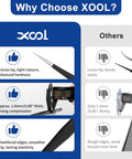 Comparison chart showing features of 9 Piece ESD Precision Tweezers Set Anti Static Stainless Steel for Electronics Repair.
