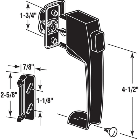 Push Button Latch With Tie Down Black For Wood Or Metal Doors Night Lock Included Contemporary Design Single Pack Easy Install No Fuss On Multiple Surfaces For Screen And Storm Doors Safe Quick Access With A Modern Look