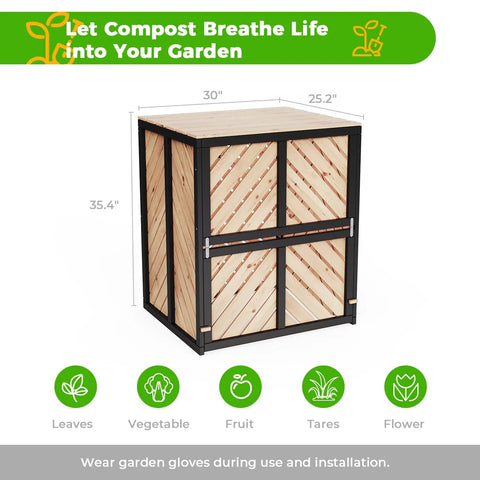 Beefy 115 Gallon Solid Wood Compost Bin With Pull Out Door And Flip Top Lid For Outdoor Backyard Garden And Patio Use Built From Canada Spruce