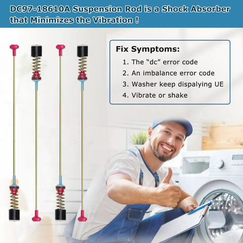 2023 Upgrade DC97-18610A Suspension Rods Kit for Samsung Washers with smiling technician holding clipboard