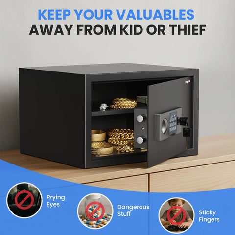 1.2 Cubic Feet Digital Safe Box With Shelf Keypad And Combination Lock Heavy Duty Alloy Steel Security Safe with valuables inside