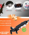 Comparison of Heavy Duty Washer Door Lock Switch Replacement; highlights OEM materials and precision engineering vs. flaws.