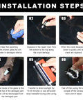 Installation steps for Windshield Repair Kit With Fast Repair Resin Liquid For Chips And Scratches Fix Star Shaped Cracks DIY Auto Glass Fluid Filler For Cars Trucks And SUVs Black.