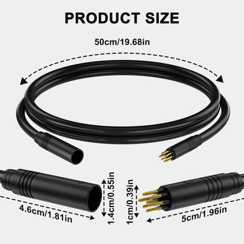 9Pin Ebike Motor Extension Cable Female To Male Connector 50Cm For Grab And Go Electric Bike Motor Conversion Kit High Quality Flexible Waterproof Lead For Replacing Damaged Cables And Easy Installation