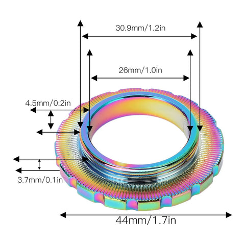 Centerlock Rotor Lockring Cover For Mountain Bikes Dope Bright Color Aluminum Alloy Shield with dimensions shown