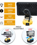 Cordless LED Work Light Compatible With 18V 20V Max Batteries 108W 5400LM Portable Flood Light with adjustable angle