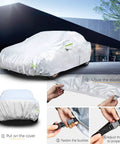 Weatherproof Car Cover for Sedans Up To 200 Inches With Door Zipper, UV And Snow Protection, Dustproof Shield in use outdoors