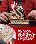 Mind Blowing Wood Dragon 3D Puzzle For Adults With Hidden Compartment being assembled by hands